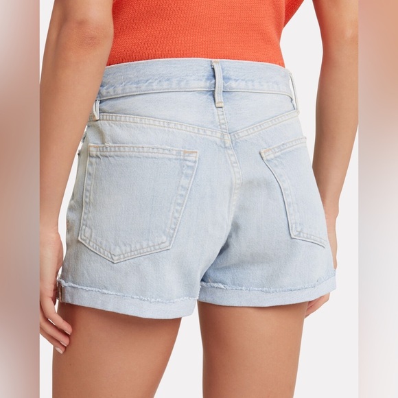 FRAME Jean Shorts Women's Size 27 Light Blue Denim Brigette Raw Hem Distressed - Picture 7 of 10